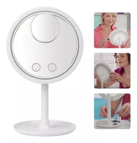 Espejo LED con Aumento y Ventilador