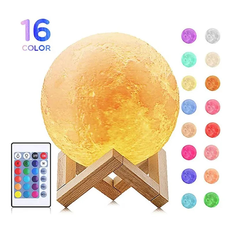 Lámpara Luna 3D Multicolor